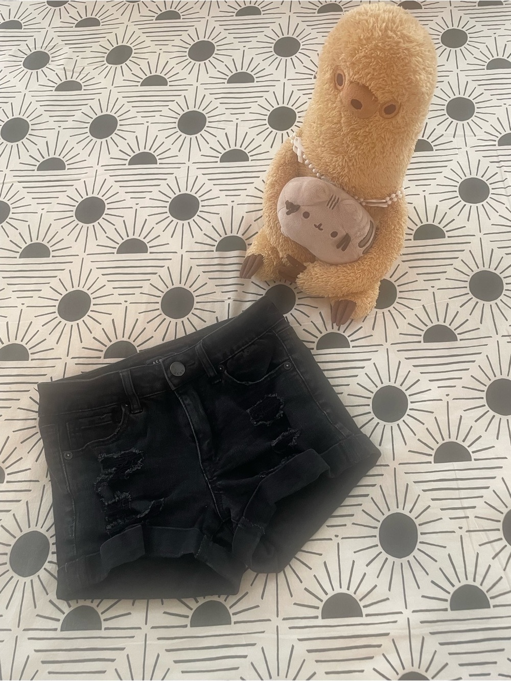 Casual Staple: Aero Black Distressed Hi-Rise Denim Shorts (Women/Teen Sz 000)